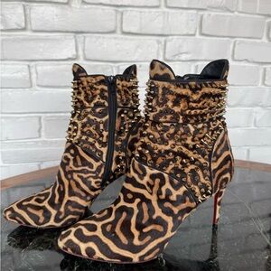 Christian Louboutin LIMITED COLLECTION Leopard Studded pony hair booties